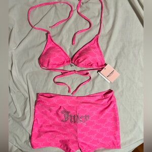 Juicy Couture Pink Bling Rhinestone Bikini Set